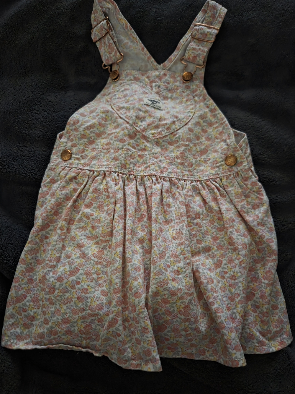OshKosh B'gosh Pink Floral Pinafore Dress Overalls
